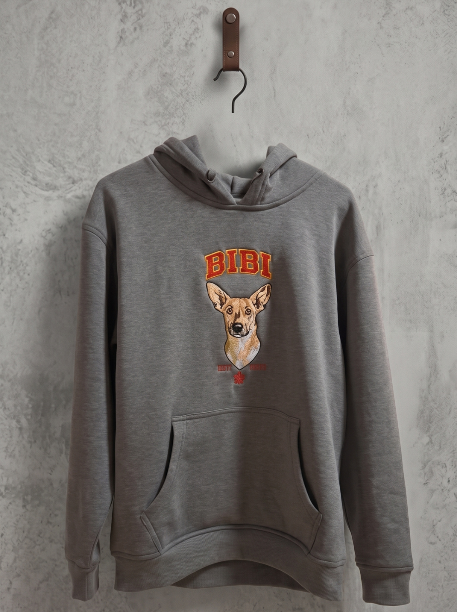 Sudadera bordado grande central de estilo realista (Hoodie)
