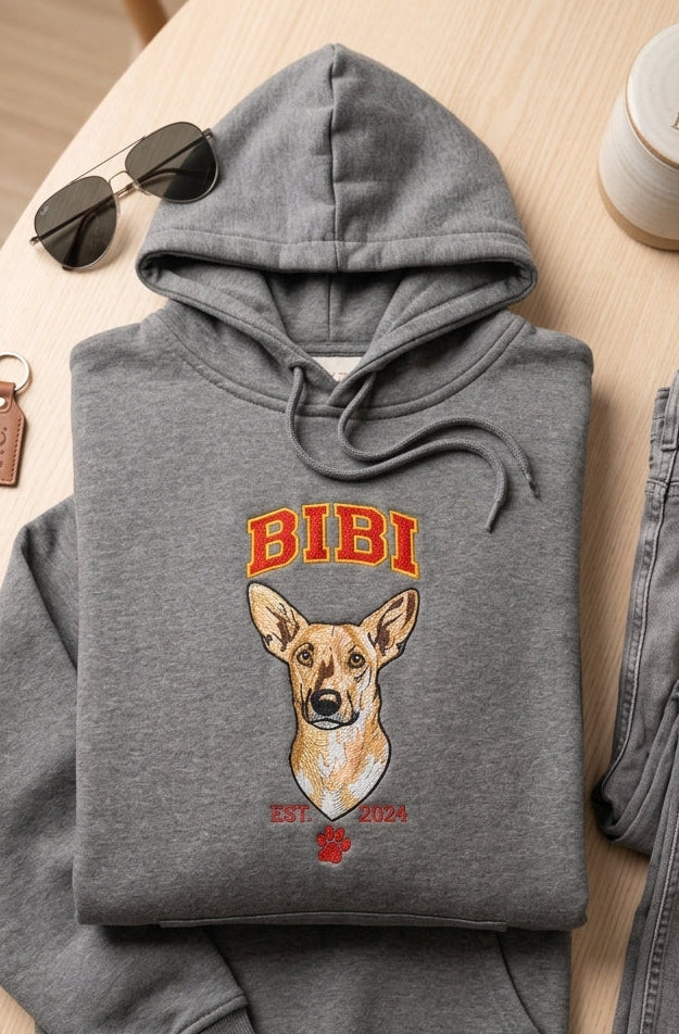 Sudadera bordado grande central de estilo realista (Hoodie)