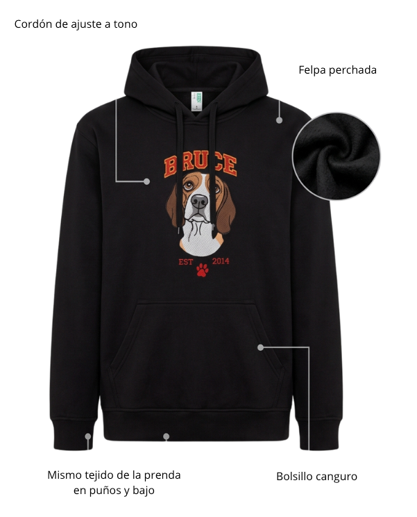 Sudadera  bordado grande central de estilo caricatura (Hoodie)