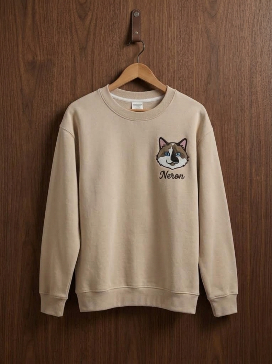 Sudadera bordado pequeño de estilo caricatura (Crewneck)