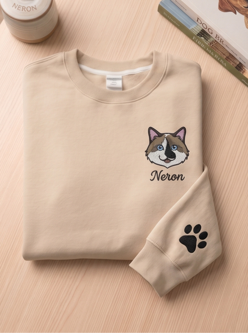 Sudadera bordado pequeño de estilo caricatura (Crewneck)